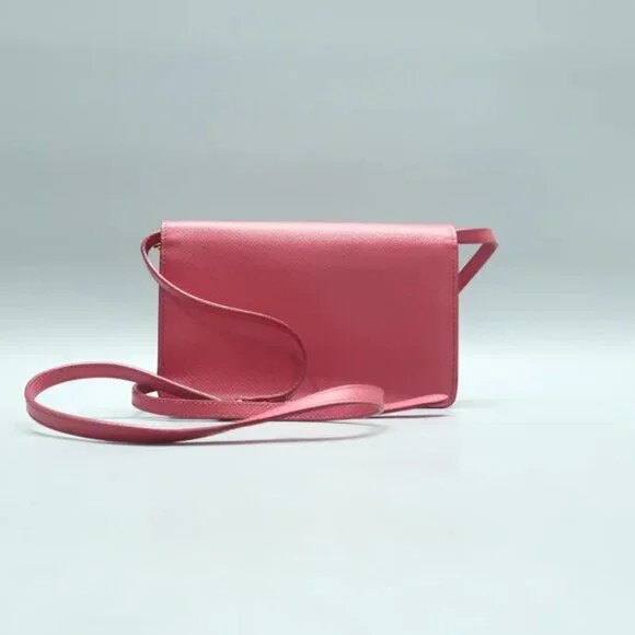 PRADA Saffiano Pink Bow Leather Shoulder Bag 390-020125 - Picture 2 of 12